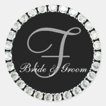 Diamond monogram F customizable seal Round Sticker