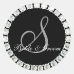 Diamond monogram S customizable seal Round Stickers
