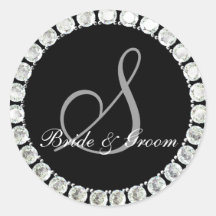 Diamond monogram S customizable seal Round Stickers