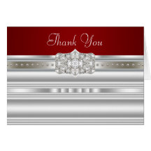 Diamond Pearls Ruby Red Thank You Cards