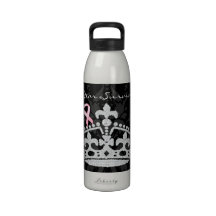 Diamond Princess Crown Breast Cancer Survivor Reusable Water Bottles