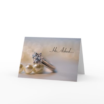 Diamond Ring and Pearls Engagement Announcement Cards by loraseverson