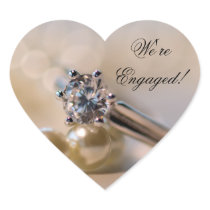 Diamond Ring and Pearls Engagement Envelope Seals Heart Sticker