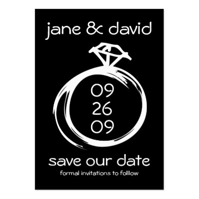 Diamond Ring Save The Date Business Cards by pinkinkart