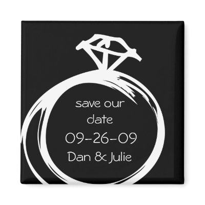 Diamond Ring Save The Date Magnet by pinkinkart