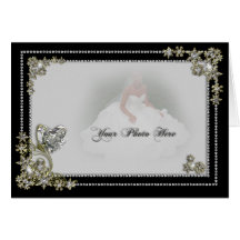 Diamond Snow Flake & Heart Winter Photo Cards