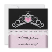 Diamond Tiara Pink Black Princess Baby Shower