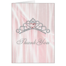 Diamond Tiara Pink Princess Thank You Cards