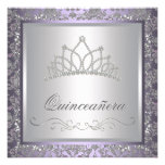 Diamond Tiara Purple Quinceanera Invite