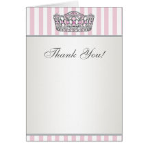 Diamond Tiara Silver Pink Princess Thank You Card