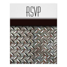 Diamondplate Industrial RSVP Note Card Invites