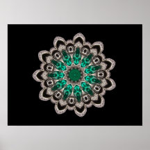 Diamonds and Emeralds Kaleidoscope Print