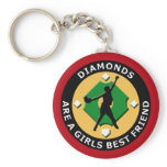 DIAMONDS ARE A GIRLS BEST FRIEND - WOMENS SOFTBALL KEY CHAIN