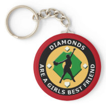 DIAMONDS ARE A GIRLS BEST FRIEND - WOMENS SOFTBALL KEY CHAIN