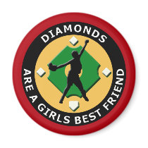 DIAMONDS ARE A GIRLS BEST FRIEND - WOMENS SOFTBALL FRIDGE MAGNET