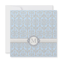 Diamonds & Lace, Monogrammed Wedding Invitation