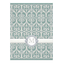 Diamonds & Lace, Monogrammed Wedding Invitation