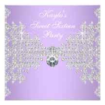 Diamonds Lavender Purple Sweet 16 Birthday Party Custom Invitation