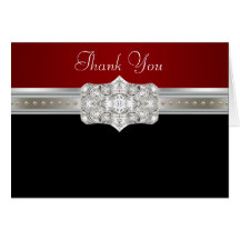 Diamonds Pearls Ruby Red Black Thank You Cards
