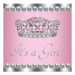 Diamonds Tiara Pink Princess Baby Shower Invite