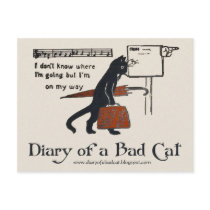 Diary of a Bad Cat Postcard (Vintage Black Cat)