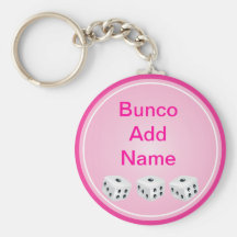 dice with pink circle customizable keychain