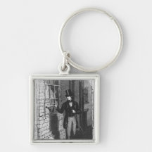 Dickens placing his first literary keychains