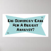 Did Somebody Call For A Budget Analyst Poster