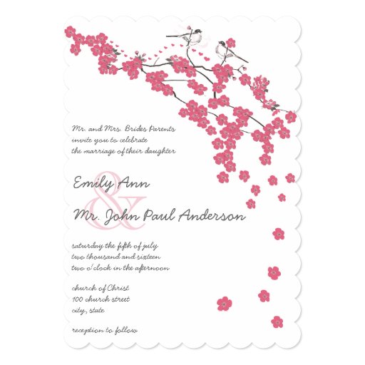 pre cut wedding invitation paper die cut pink cherry blossom chickadee pink wedding 5 quot x 7 pre cut wedding invitation paper die cut pink cherry blossom chickadee pink wedding 5 quot x 7