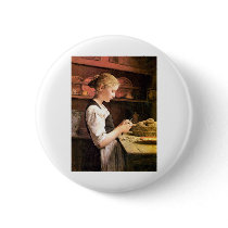 Die kleine Kartoffelschälerin Girl Peeling Potatos Button