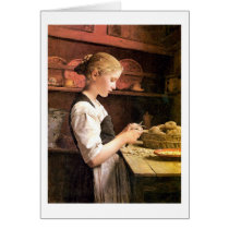 Die kleine Kartoffelschälerin Girl Peeling Potatos Card