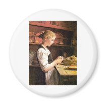 Die kleine Kartoffelschälerin Girl Peeling Potatos Magnets