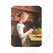 Die kleine Kartoffelschälerin Girl Peeling Potatos Sticker