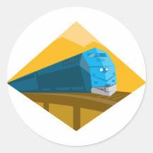 diesel train crossing viaduct bridge round stickers
