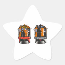 Diesel Train Front Rear Woodcut Retro Star Sticker