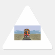 Diesel Train Front Rear Woodcut Retro Triangle Stickers