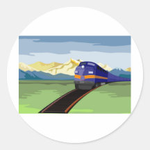 diesel train passenger freight locomotive round stickers