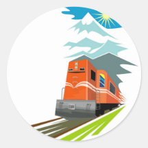 diesel train passenger freight locomotive round stickers