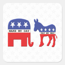 Difference Between Republicans and Democrats Funny Square Stickers