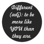 Different (adj) round sticker