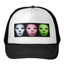 Different Color Alien Faces Against Black.jpg Trucker Hat