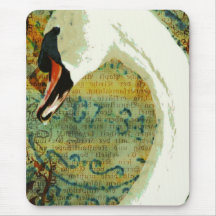 Digital Collage Swan Mouse Pads