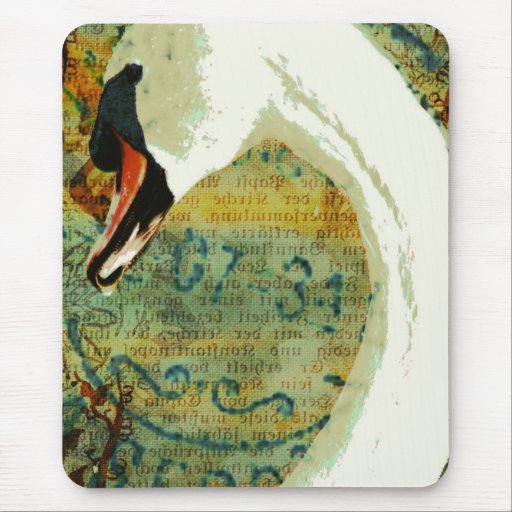 Digital Collage Swan Mouse Pads
