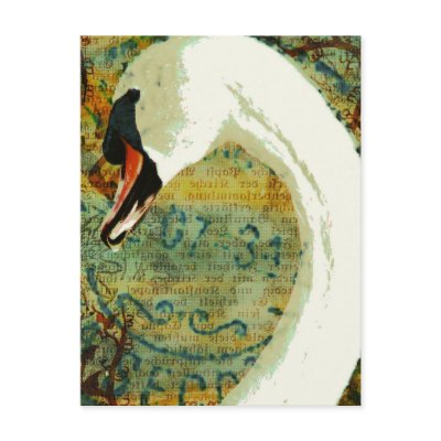 Digital Collage Swan Post Cards by angelandspot