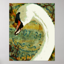 Digital Collage Swan Posters