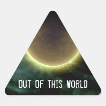 Digital Galaxy Alien Planet In Space Pink Nebula Triangle Sticker