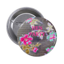 Digital Mosaic Flowers Button Badge Hen Party