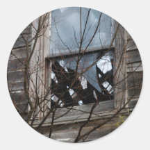 Dilapidated Old Home Round Stickers