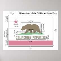 Dimensions of the California State Flag Diagram Posters