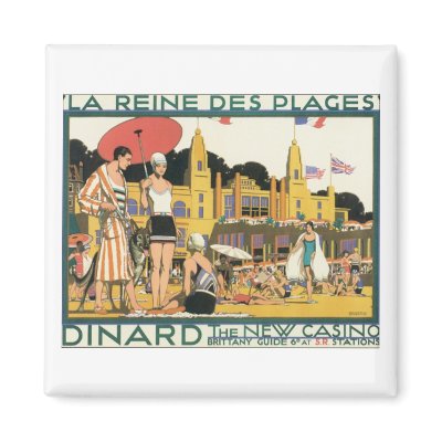 Dinard The New Casino Vintage Travel Poster Fridge Magnets by vintagegiftmall